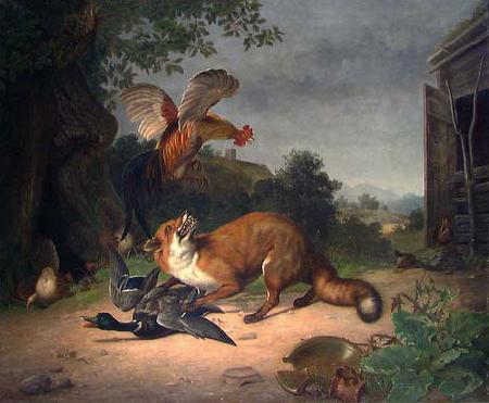 Christian August Lorentzen Fox in the Poultry Yard oil painting image